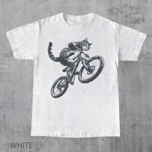 Cat Riding Biycle Shirt, Funny Kitten Tshirt, Cat Lover Tee